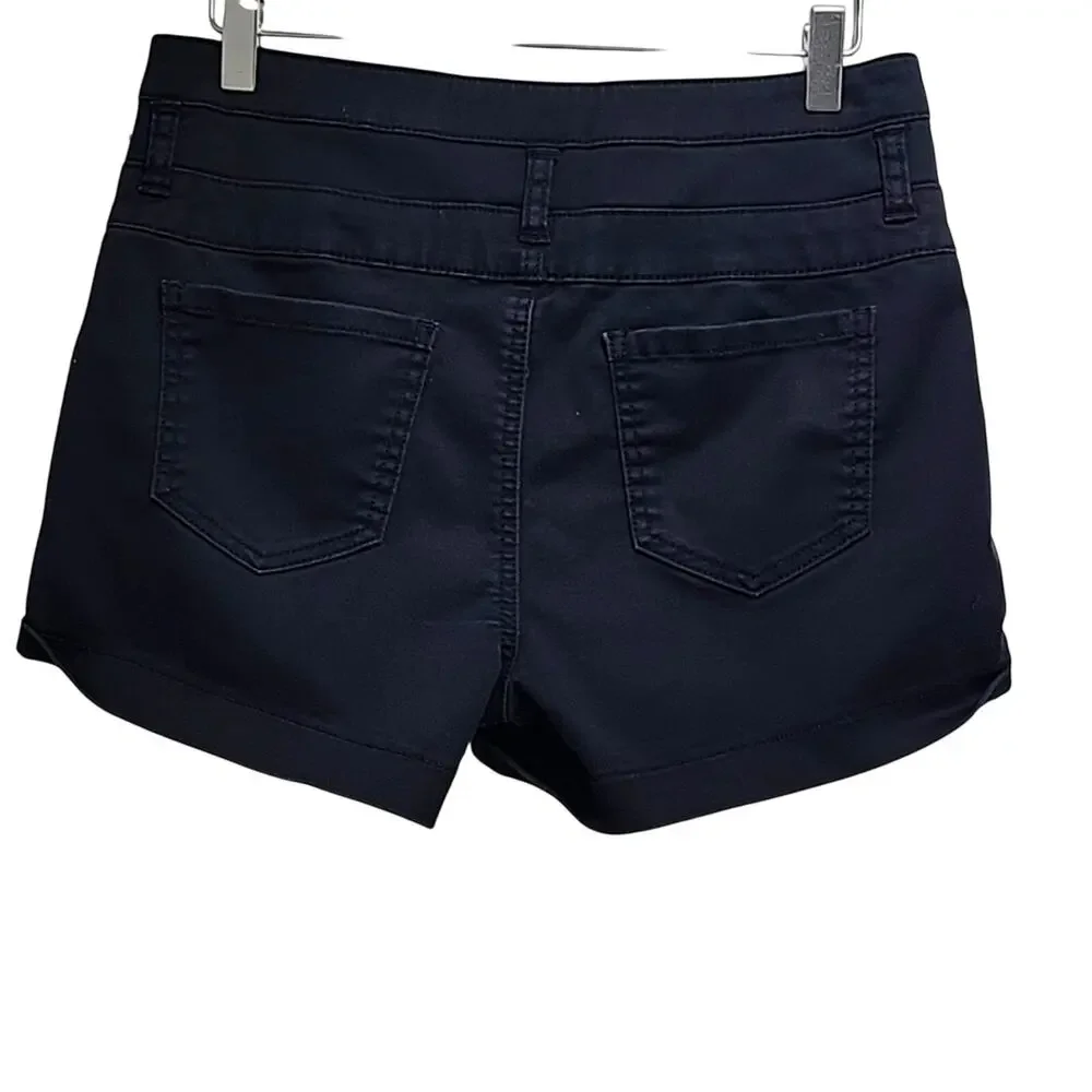 Refuge High Rise Short Shorts 3 Gold Buttons Zipper Cuffed Hem Ladies Size 10